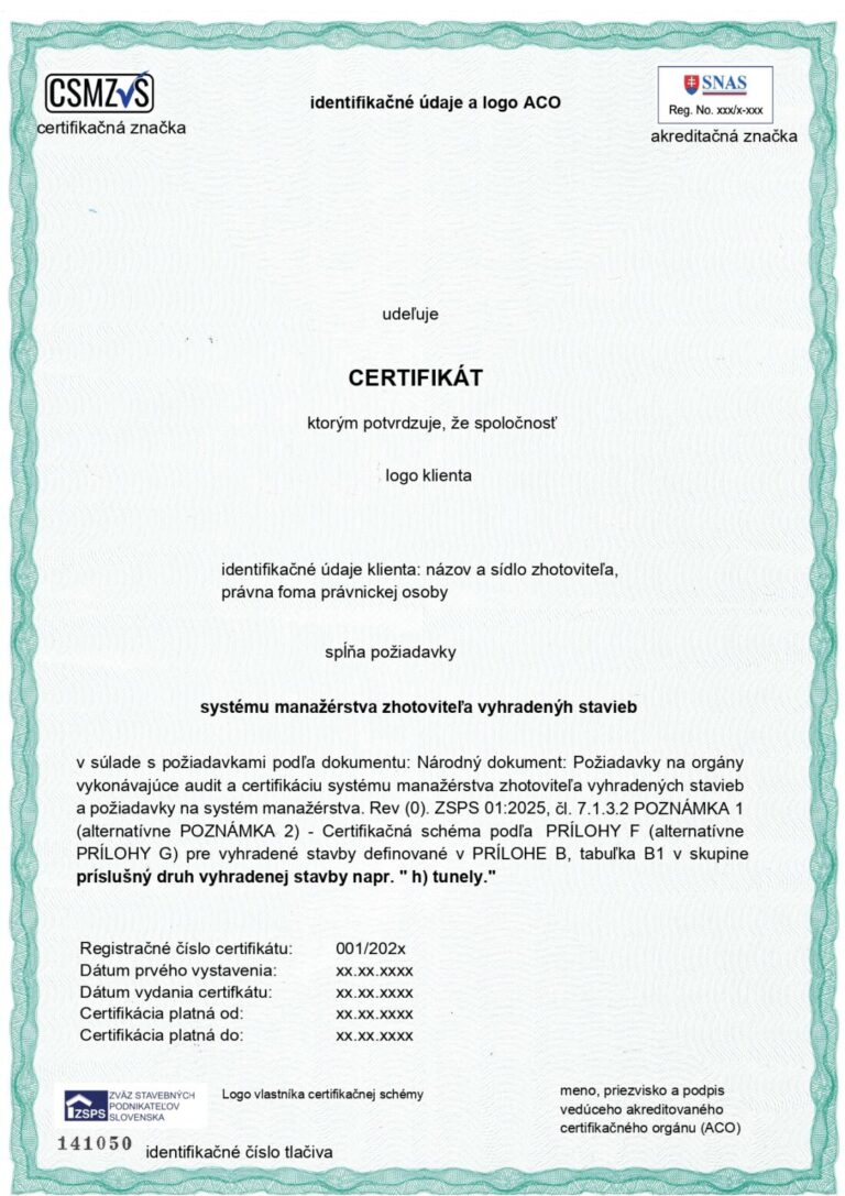 Certifikát zhotoviteľa vyhradených stavieb: Kľúč k bezpečnej a kvalitnej výstavbe